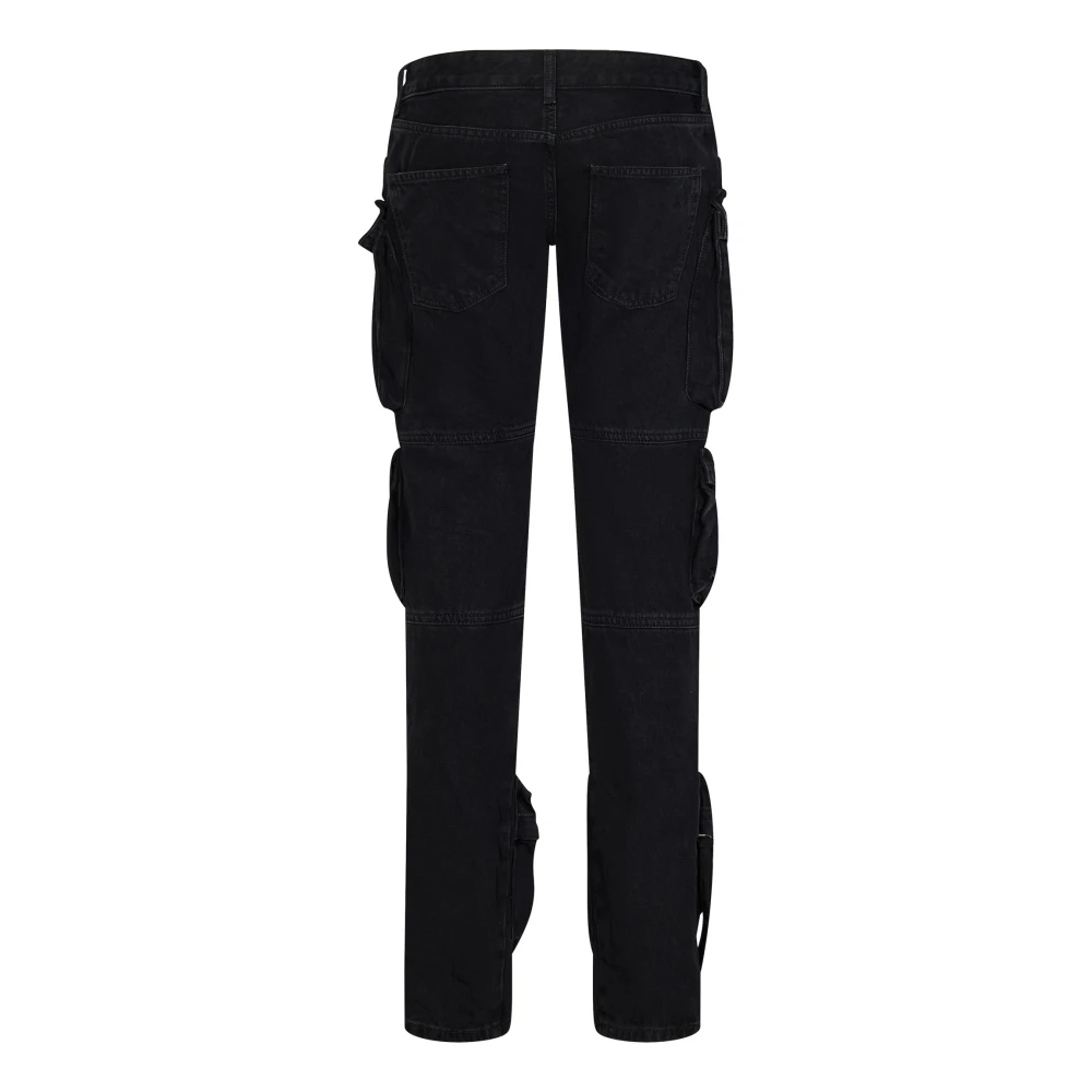 The Attico Zwarte Low-Waisted Cargo Jeans Black Dames