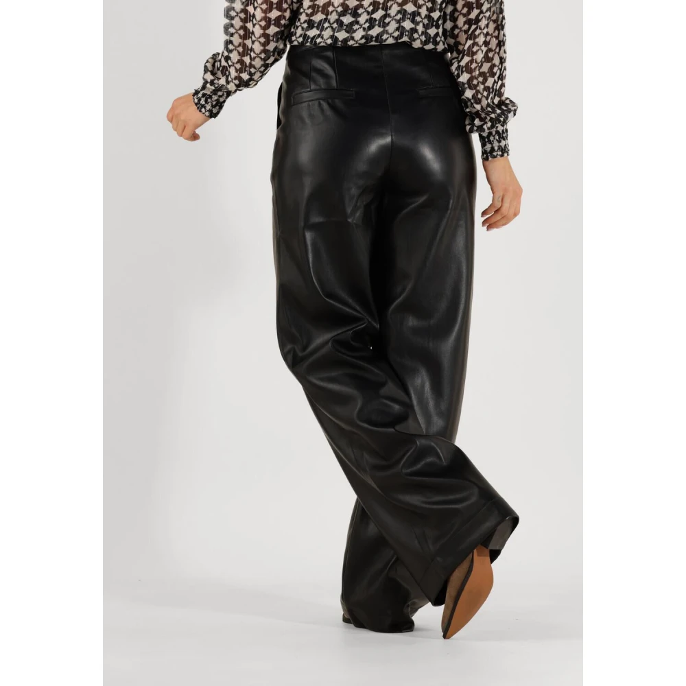 Aaiko Zwarte Straight Fit Broek Sonja PU 766 Black Dames
