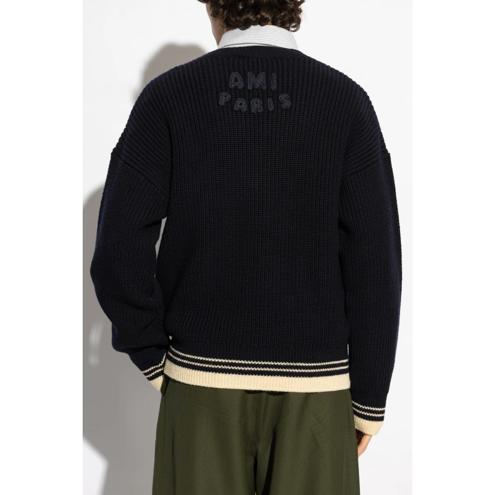 Ami Paris Trui met logo Blue Heren