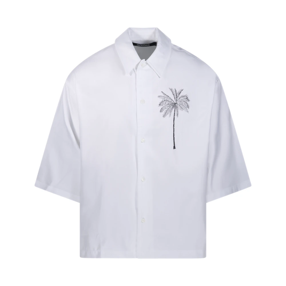 Jacquemus Aloe Shirt met Palmboomprint White Heren