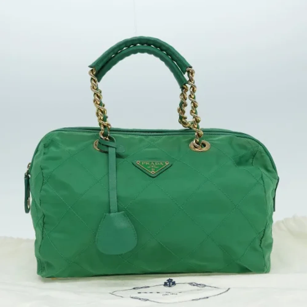Prada Vintage Pre-owned Nylon handbags Green Dames