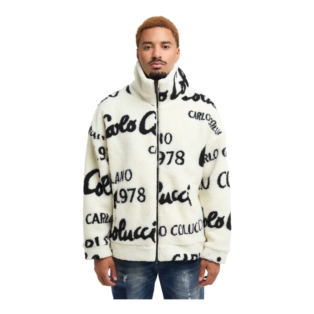 carlo colucci Teddy Fleece Jack met Merkdetails Beige Heren