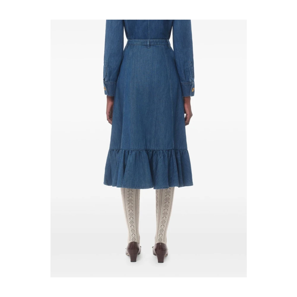 Valentino Blauwe Rok met Voorknoopsluiting Blue Dames