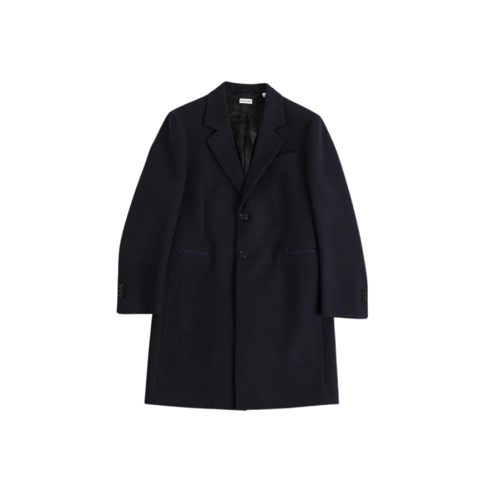 Burberry Navy Blue Wool Coat Blue Heren