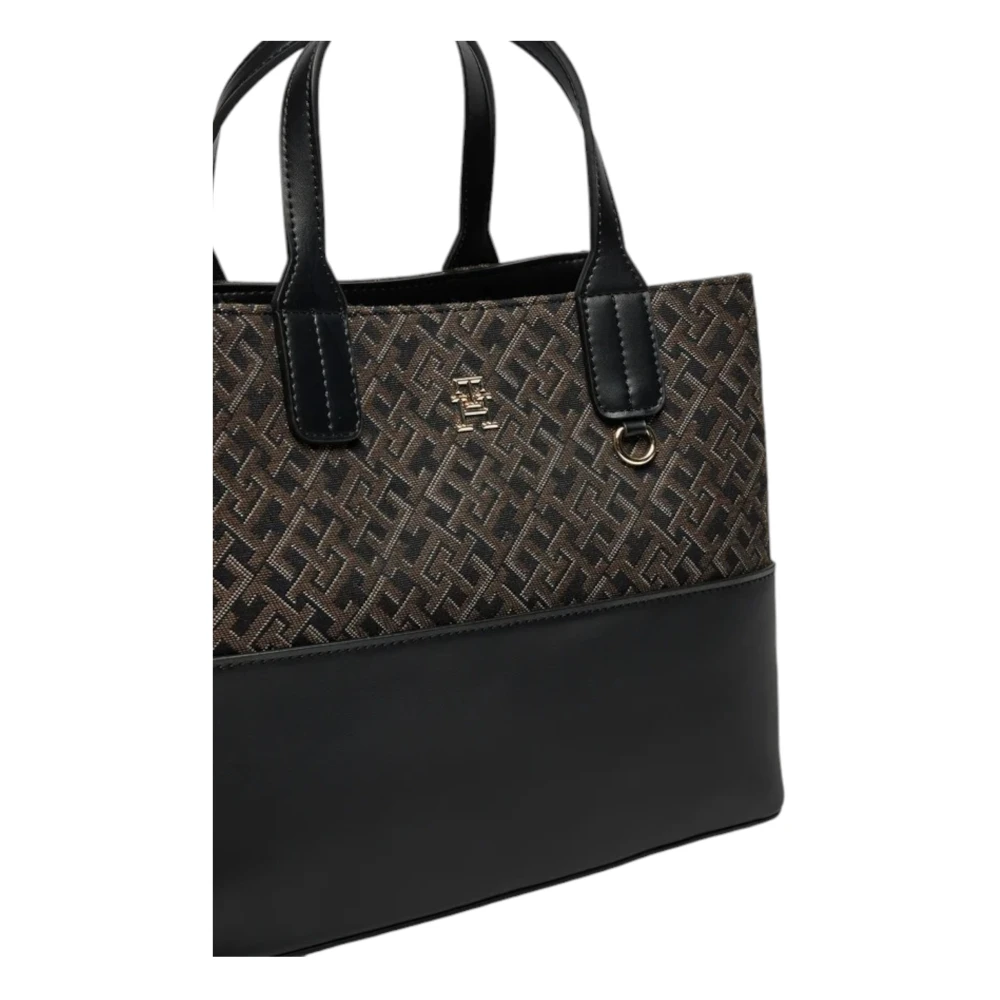 Tommy Hilfiger Jacquard Satchel Herfst Winter Collectie Black Dames