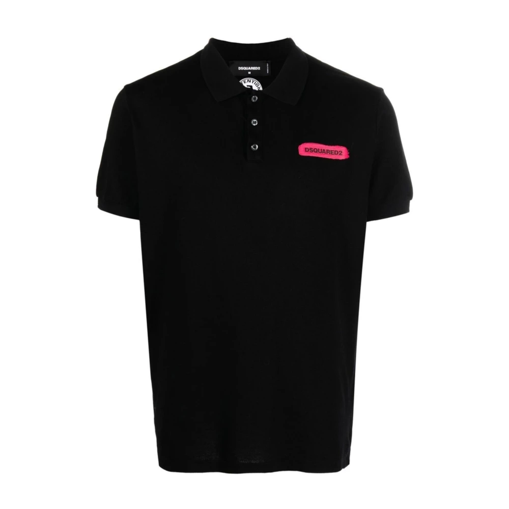 Dsquared2 Men's Black Tennis Logo Polo Shirt