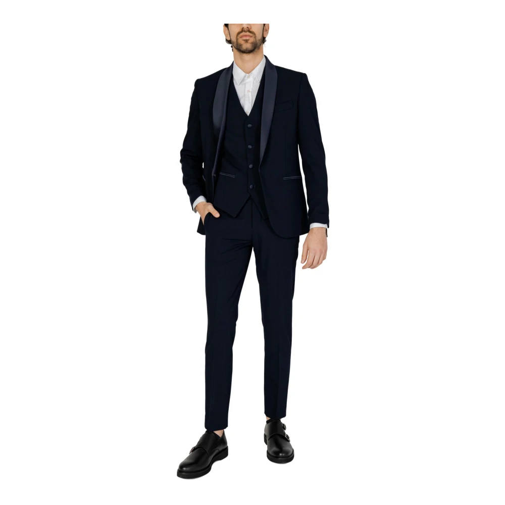 Mulish Blauw Classic Collar Suit voor Mannen Blue Heren