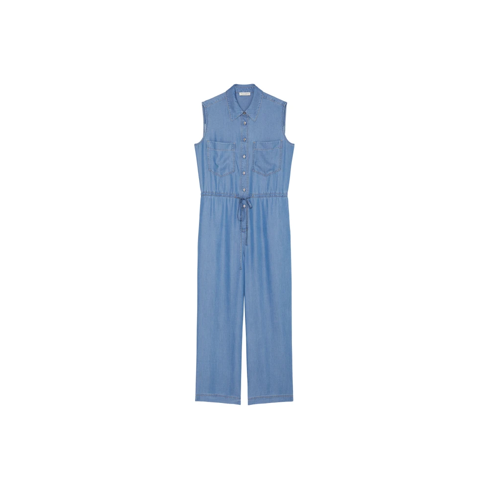 Marc O'Polo Mouwloze jumpsuit met rechte pijpen Blue Dames