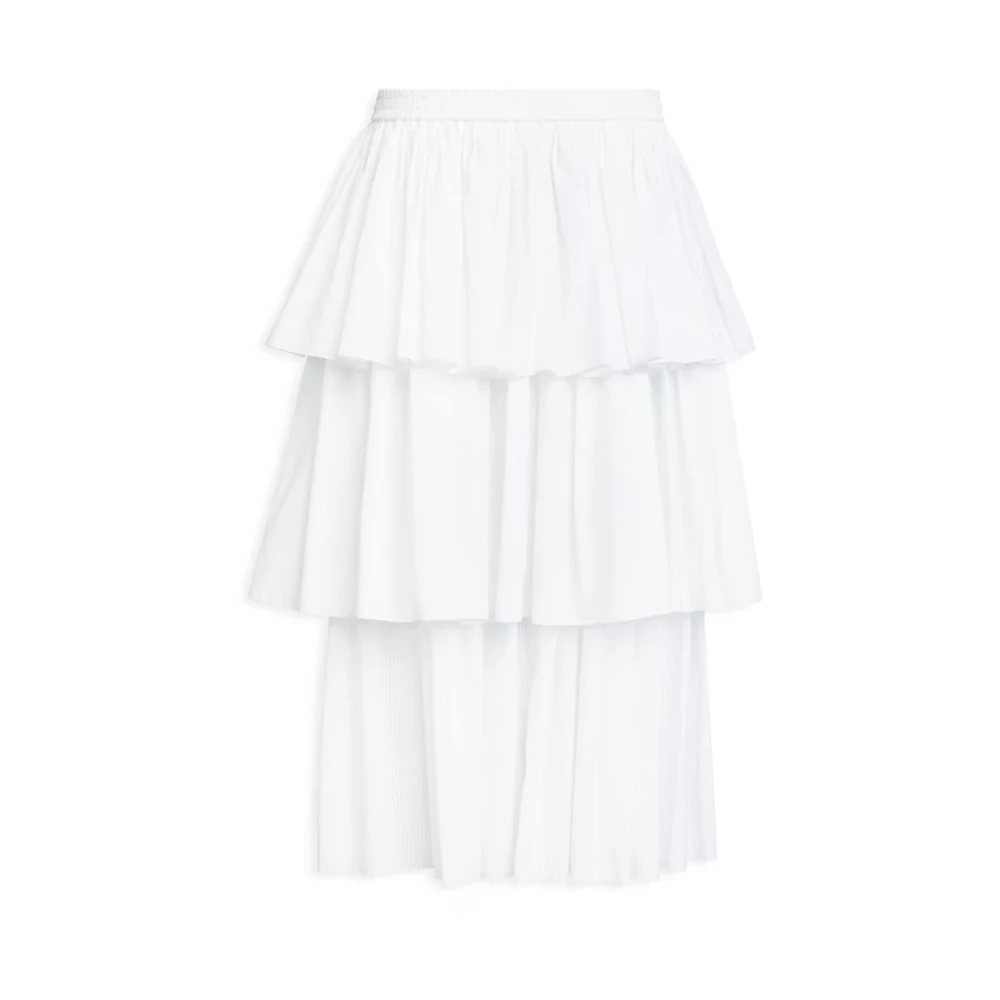 Alaïa White Ruffle Skirt - Female - Midi Skirts - 2XS - Skirts
