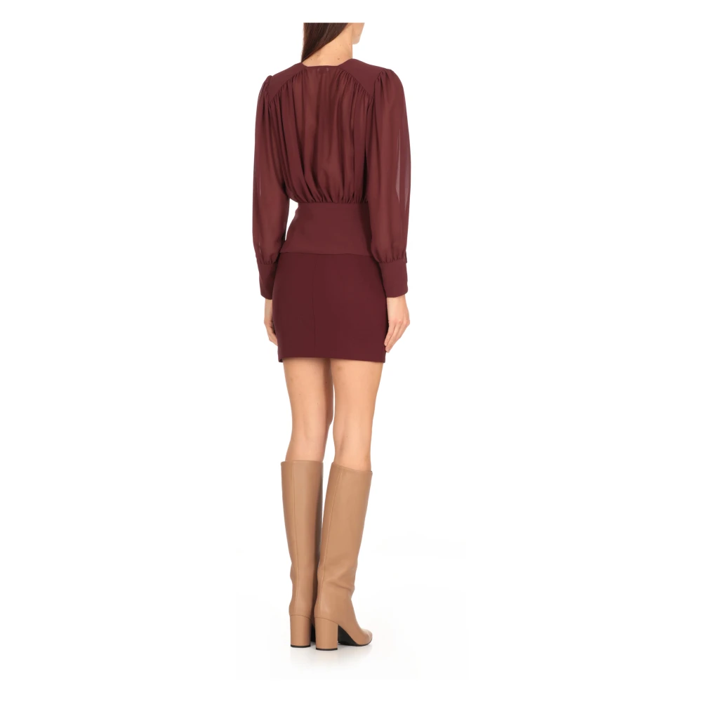 Elisabetta Franchi Bordeaux V-hals Shirt met Knopen Red Dames