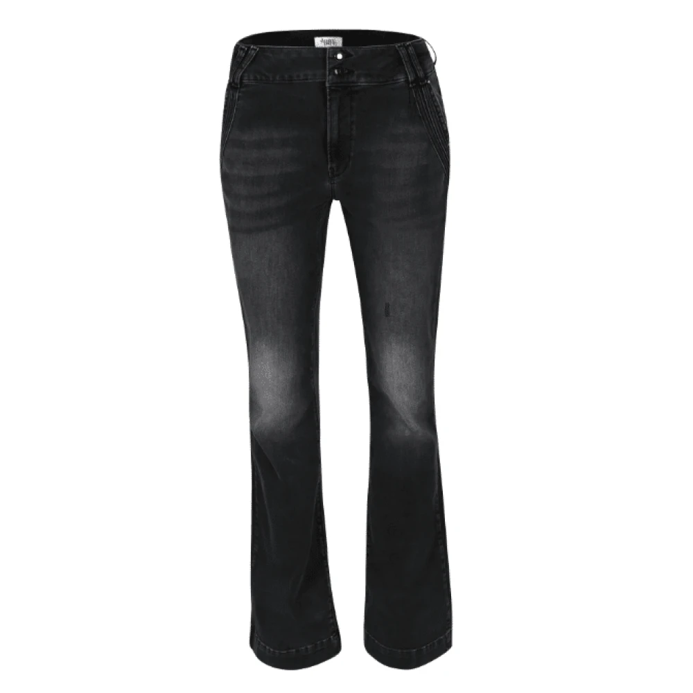 DNM Pure Flare denim jeans met 5 zakken Black Dames