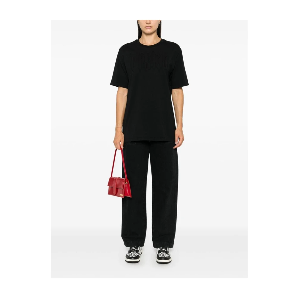 pinko Zwart Katoenen Jersey Logo T-shirt Black Dames