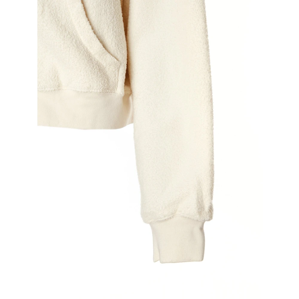 American vintage Hooded Sweat Jacket met Rits Beige Dames