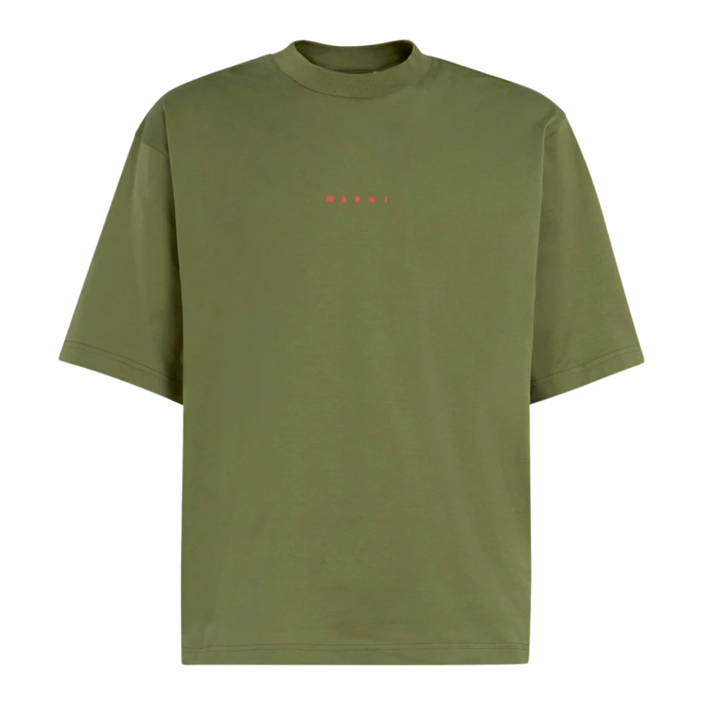 Marni katoenen t-shirt met mini logo Green Heren
