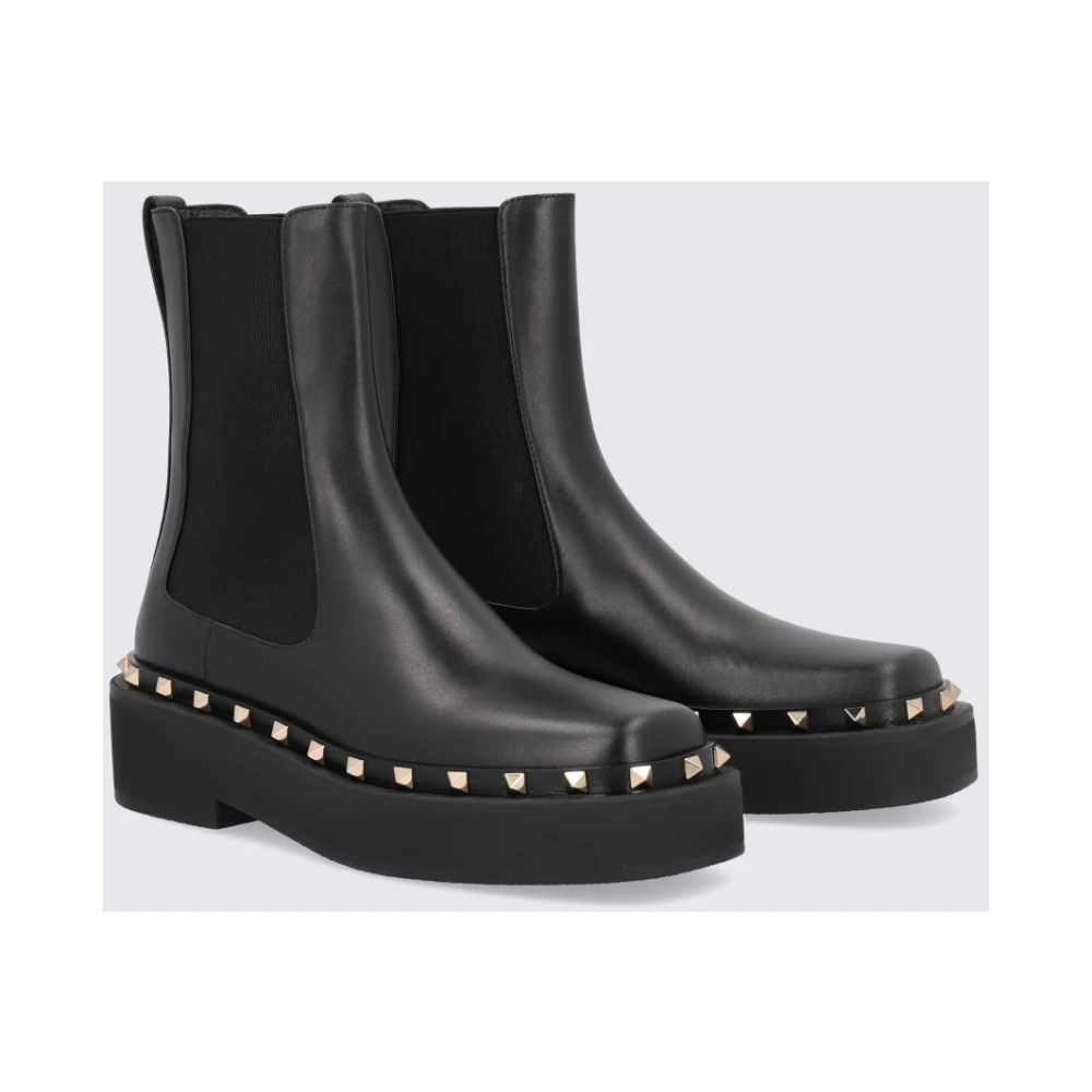 Valentino Garavani Rockstud M-Way Leren Enkellaarzen Black Dames