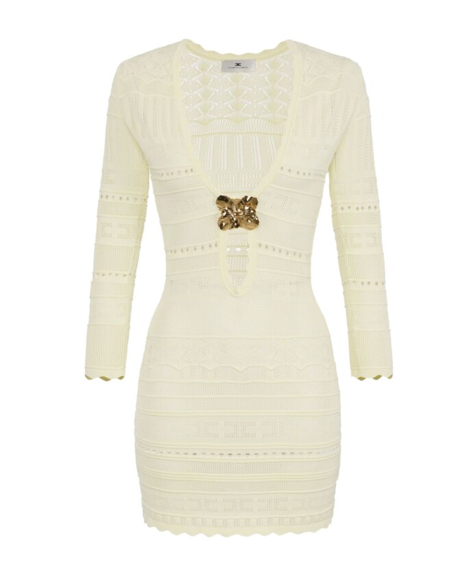 yellow-knitted-dress-with-deep-neckline