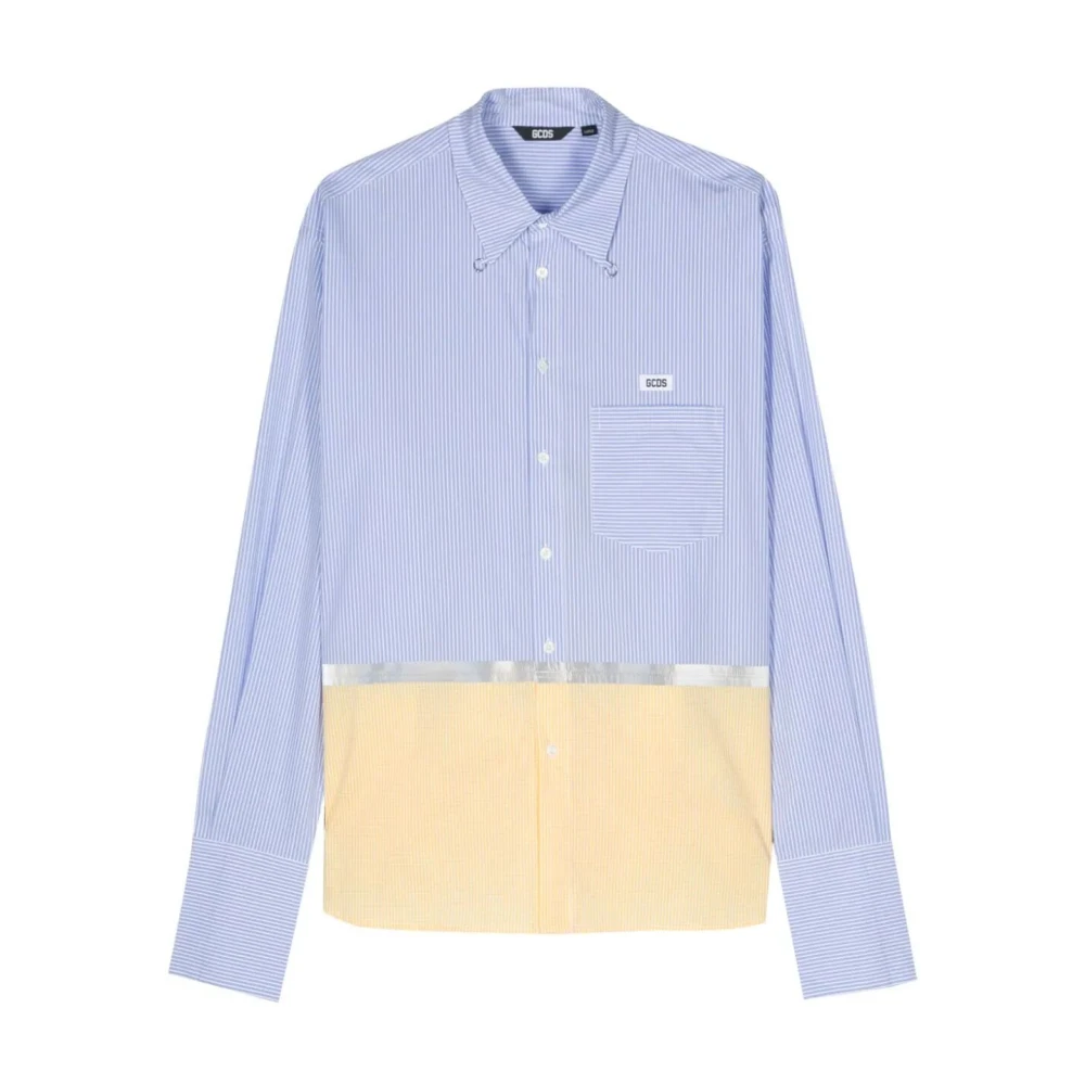 Gcds Blauw Gestreept Tape Shirt Blue Heren