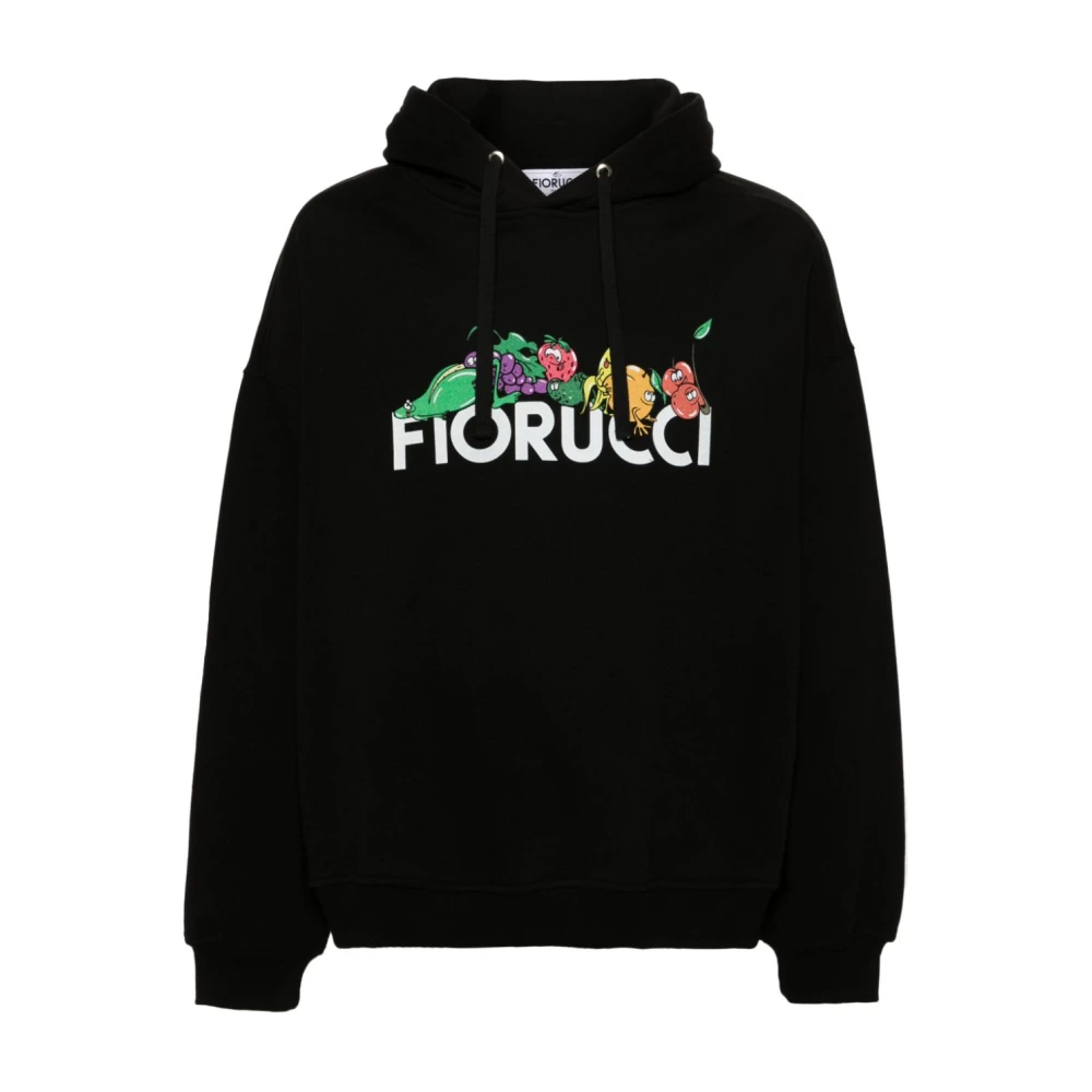 Fiorucci Zwarte hoodie met fruitprint Black Heren