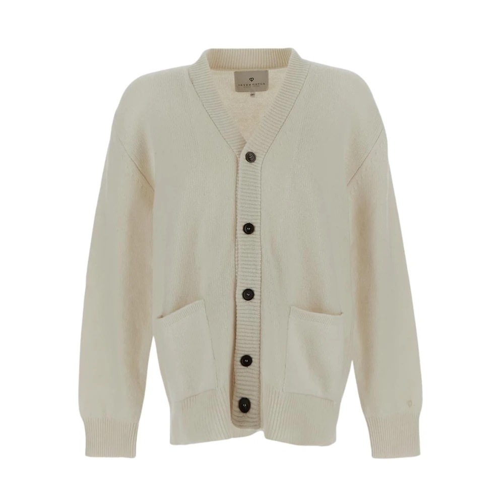 Seven Gauge Wollen Gebreide Vest White Heren