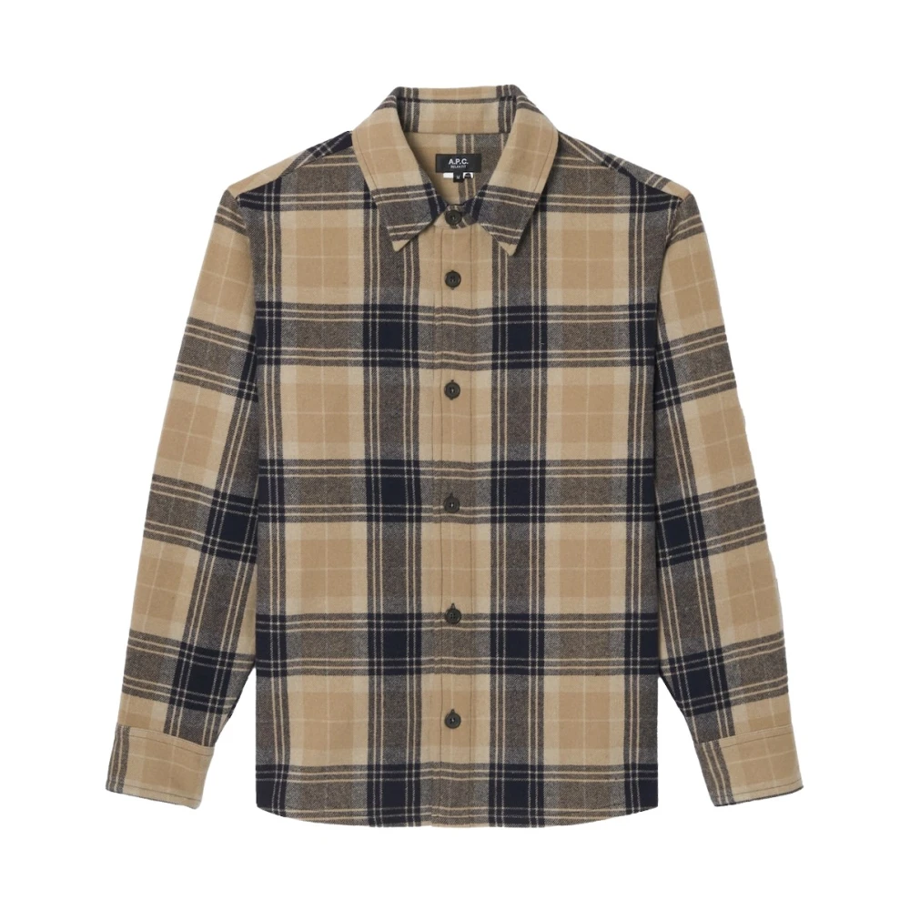 A.p.c. Women's Brown Camel Checkered Wool Shirt