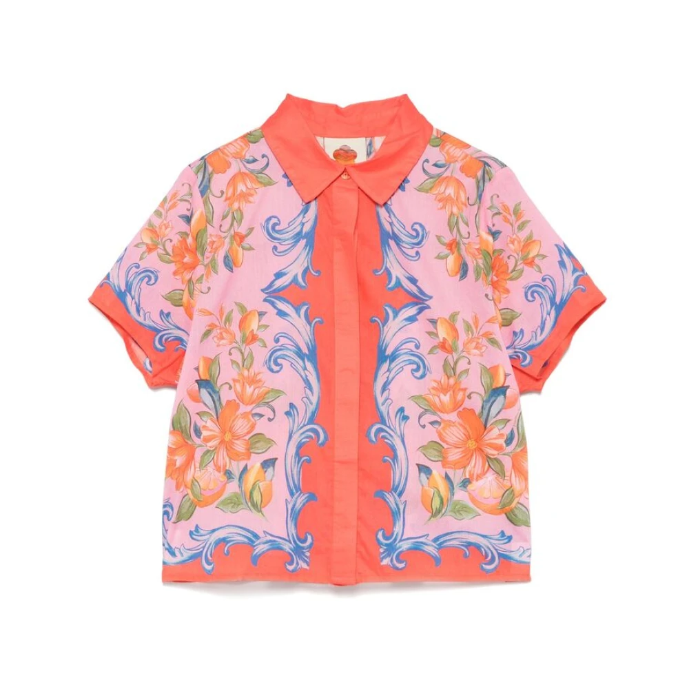 Farm Rio Roze Klassieke Kraag Shirt Multicolor Dames
