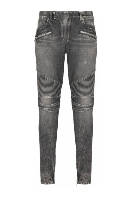 Slim-fit bikerbyxor i denim