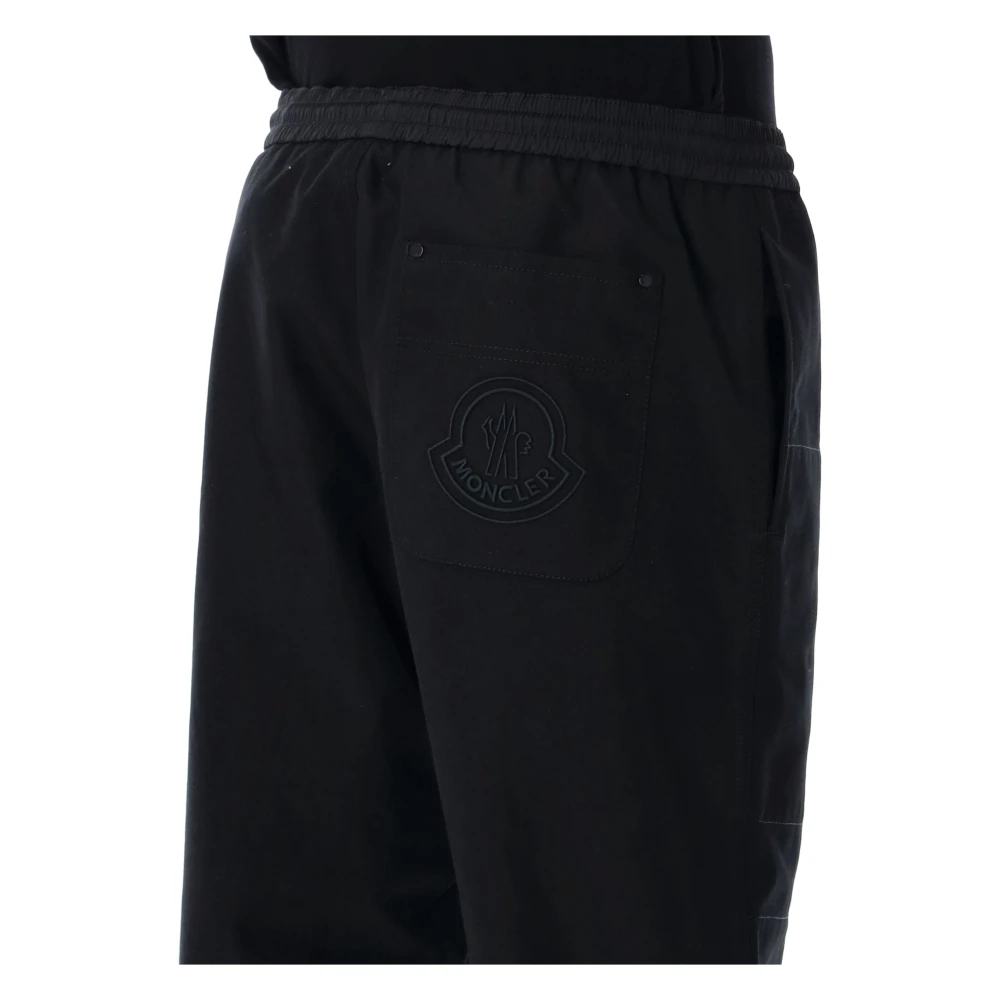 Moncler Zwarte Geborduurde Logo Joggingbroek Black Heren