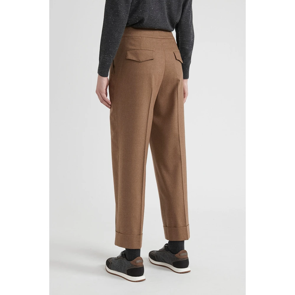 PESERICO Wol en kasjmier wortelbroek Brown Dames