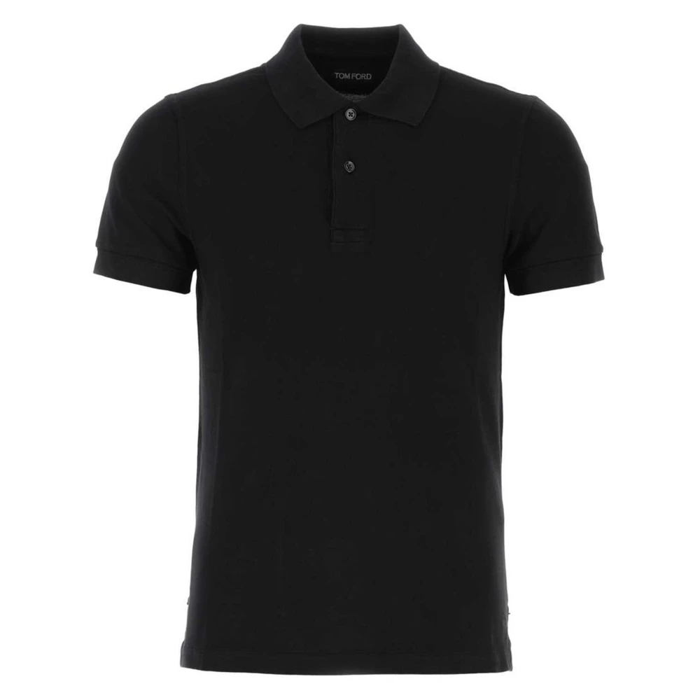 Tom Ford Pique Polo Tennis T-Shirt Black Heren