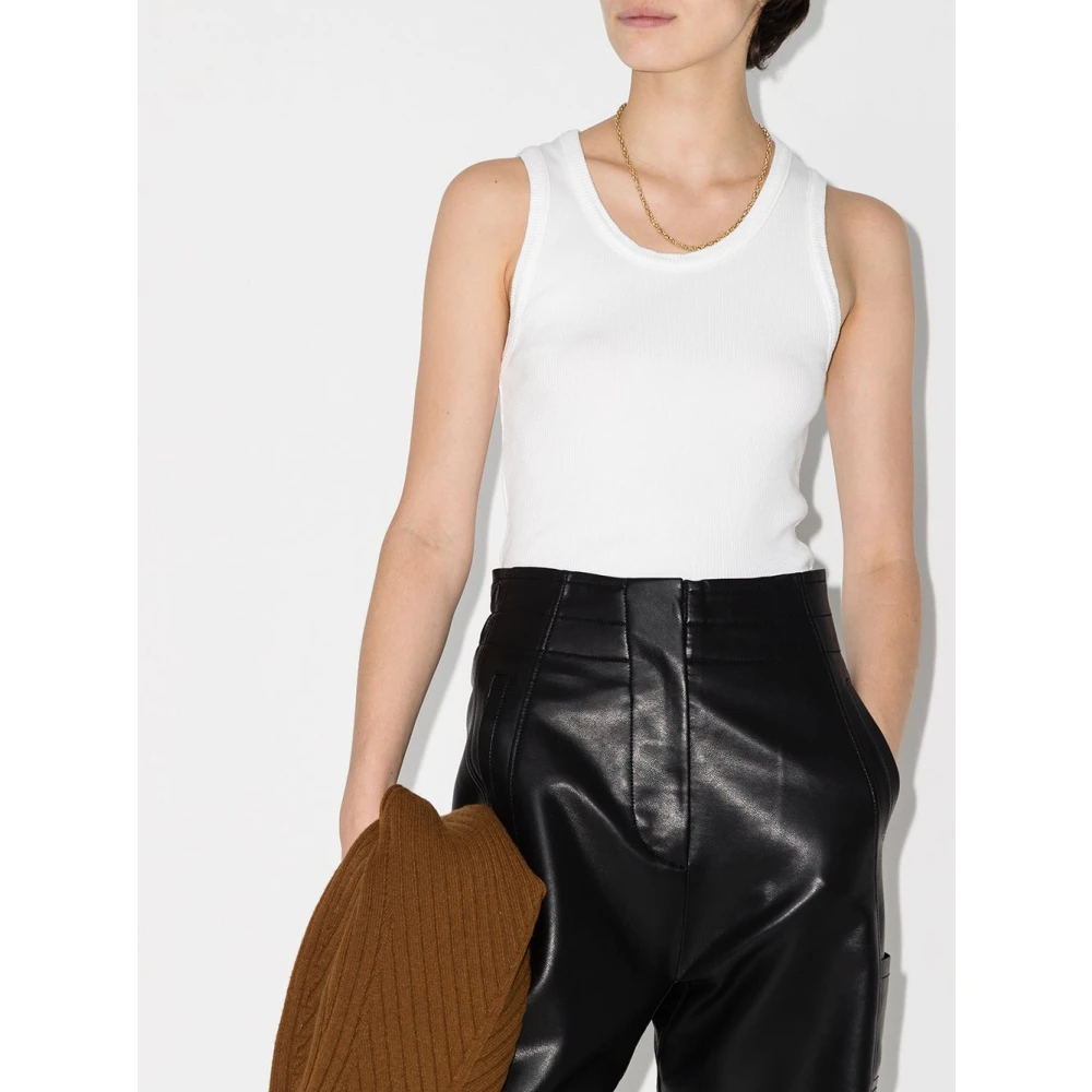 Agolde Witte Ribgebreide Scoop Neck T-shirt White Dames