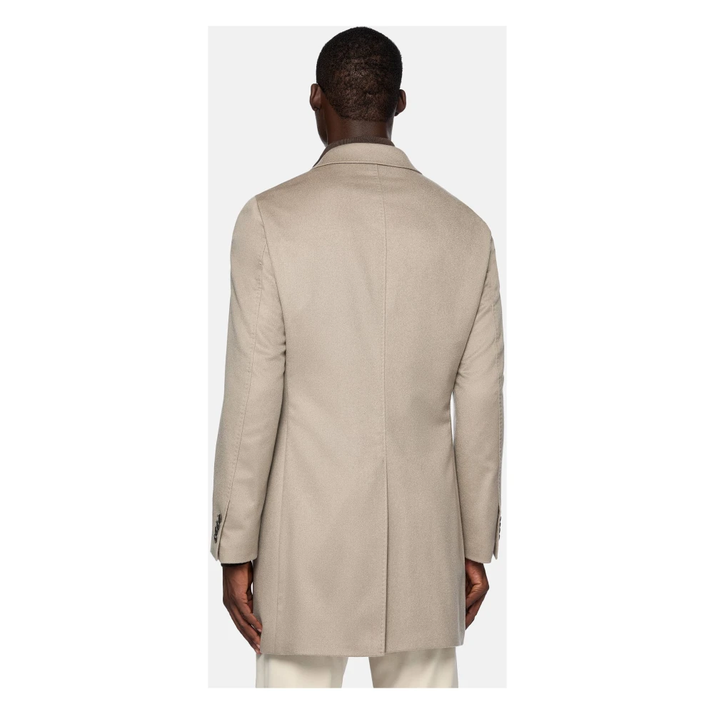 Boggi Milano Dubbelrijdige Jas van Puur Kasjmier Beige Heren