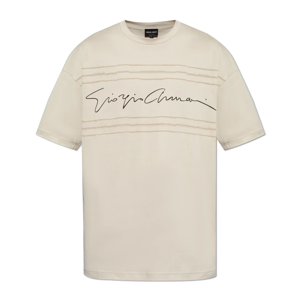 Giorgio Armani T-shirt met logo Beige Heren
