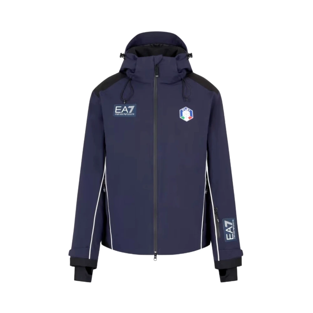 Emporio Armani EA7 Blauwe Winterjas Stijlvol Ontwerp Blue Heren