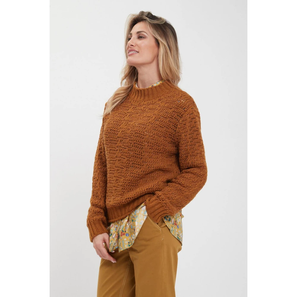 Alpha Studio Klassieke Crew Neck Sweater Brown Dames
