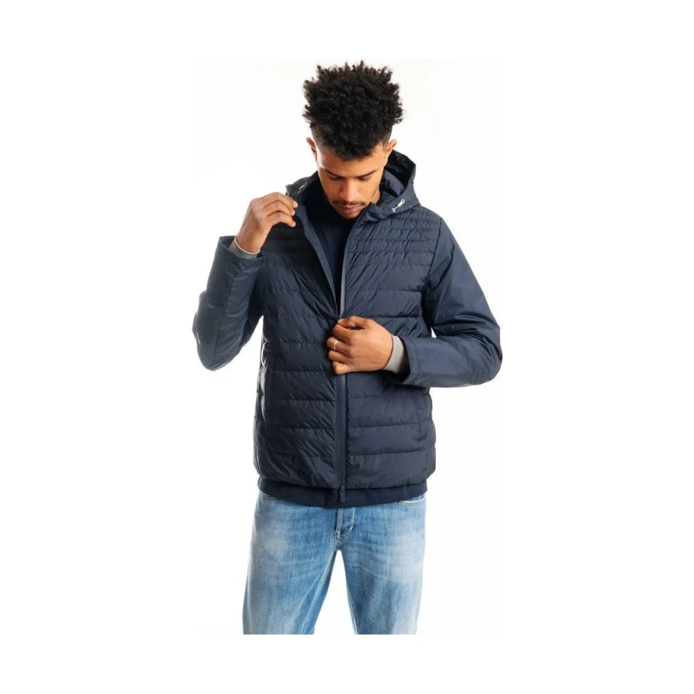 People of Shibuya Gewatteerde technische stofjas met capuchon Blue Heren