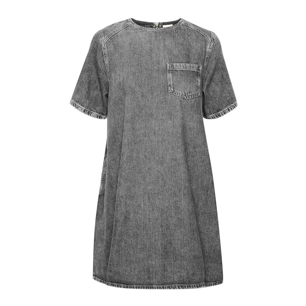 My Essential Wardrobe Korte Jurk Medium Grijs Retro Wassen Gray Dames