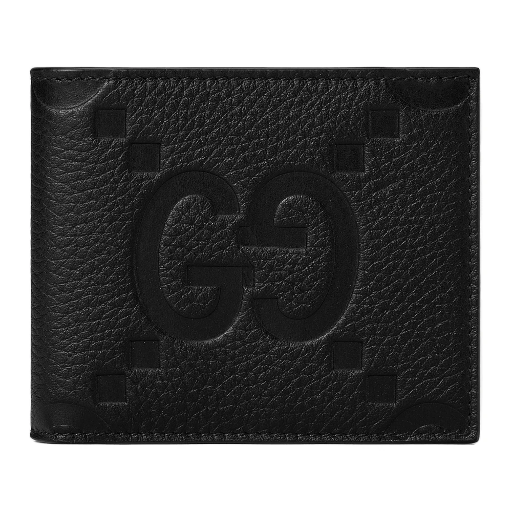 Gucci Leren portemonnee met Jumbo GG-logo Black Heren