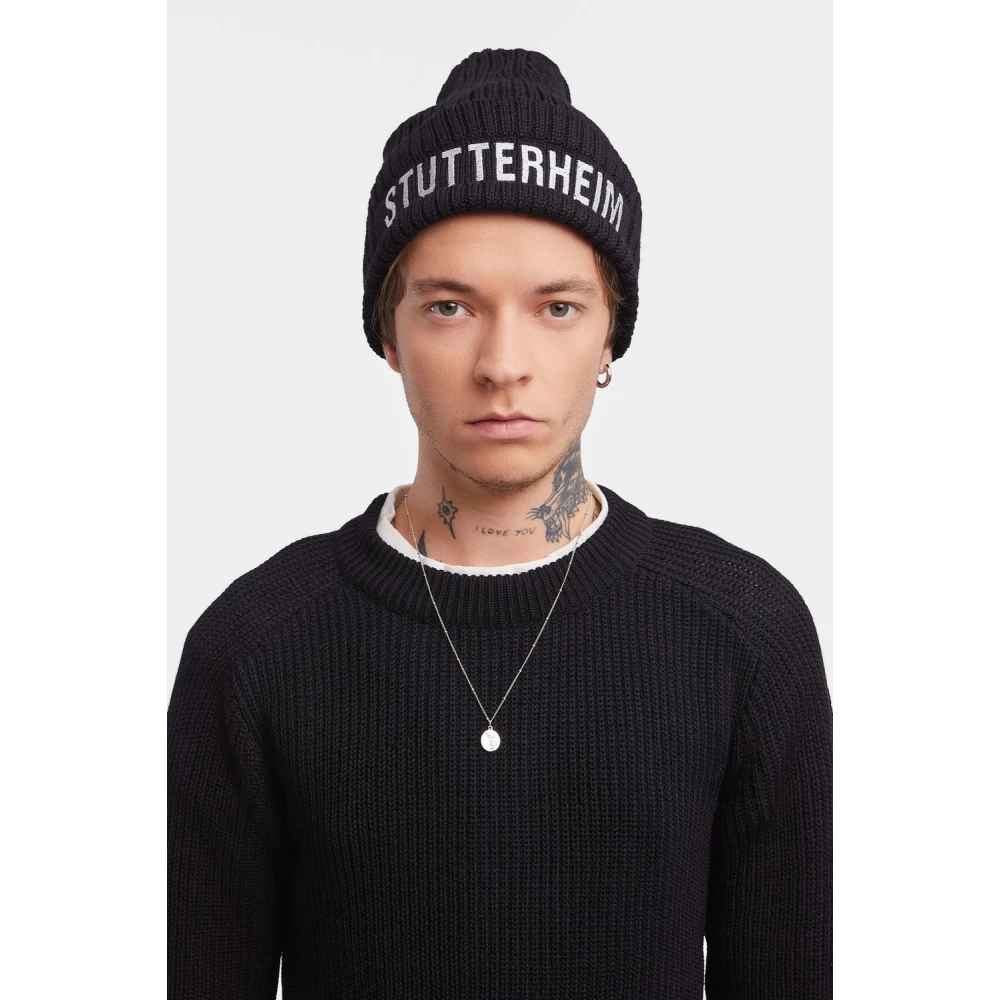 Stutterheim Merino Wol Ribgebreide Muts Black Unisex