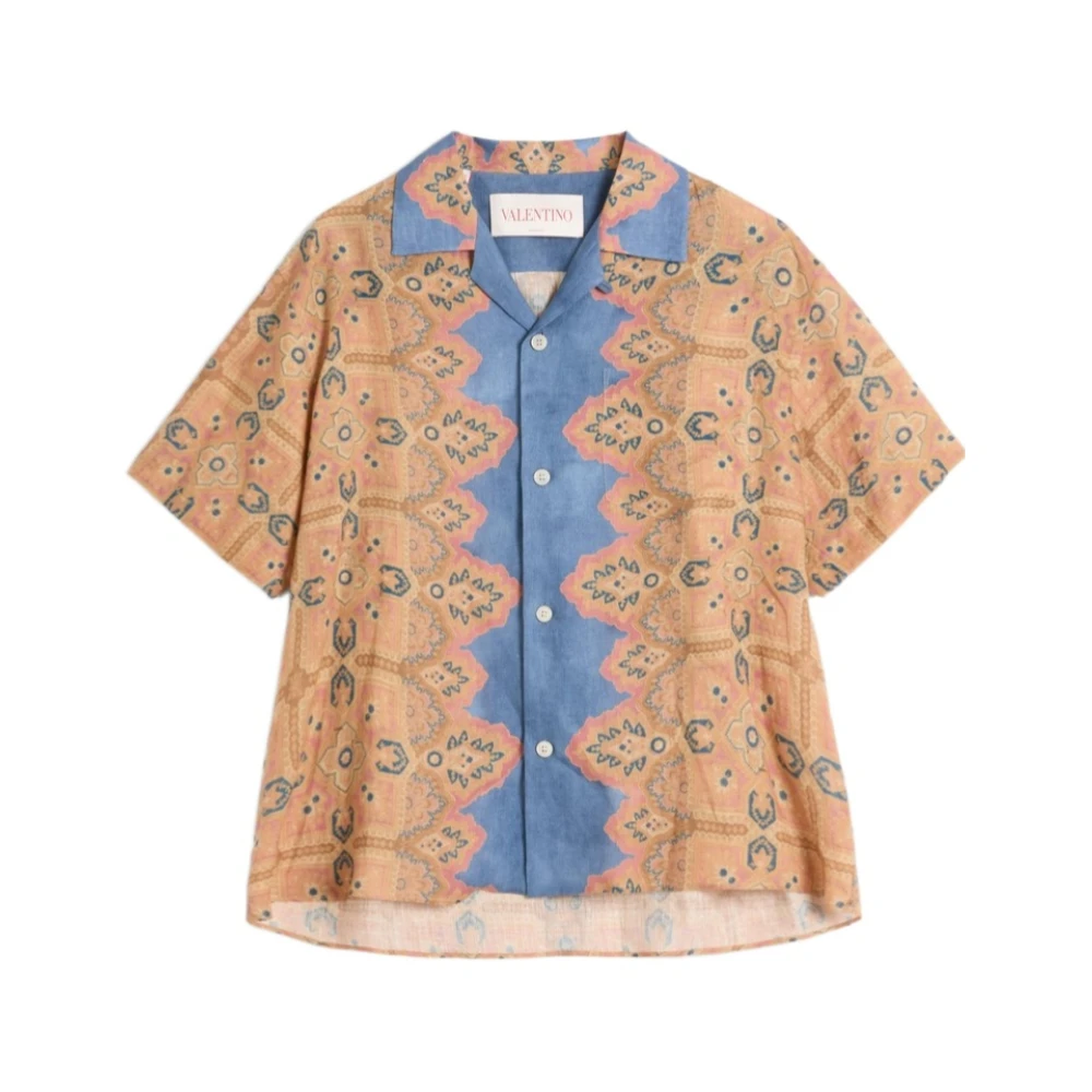 Valentino Imaginary Voyage Linnen Bowling Shirt Multicolor Heren