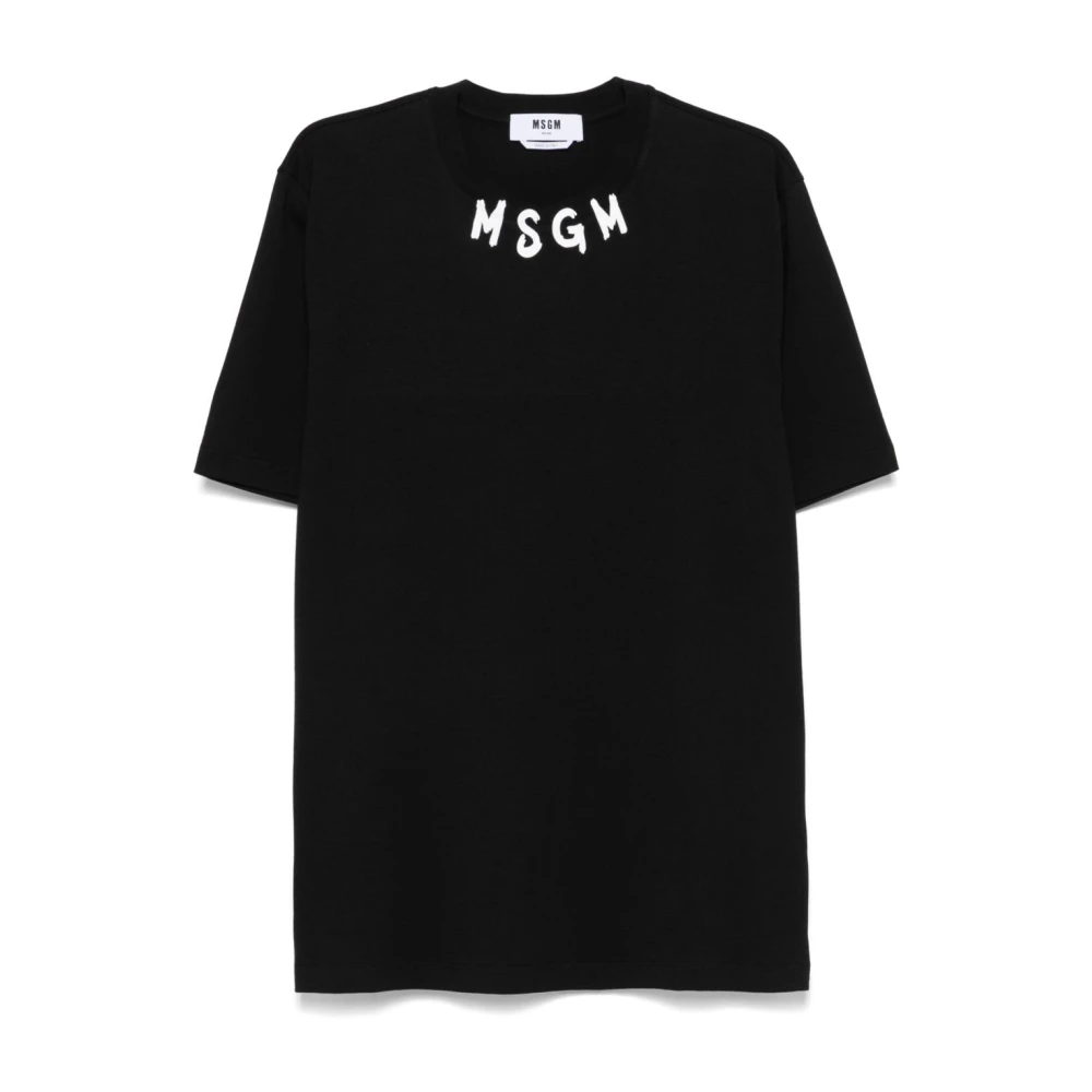 Msgm Zwarte Crew Neck T-shirts en Polos Black Heren