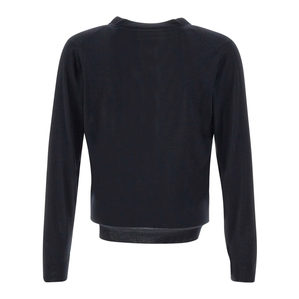 Filippo De Laurentiis Merino Wol Vest Navy Blauw V-Hals Blue Heren