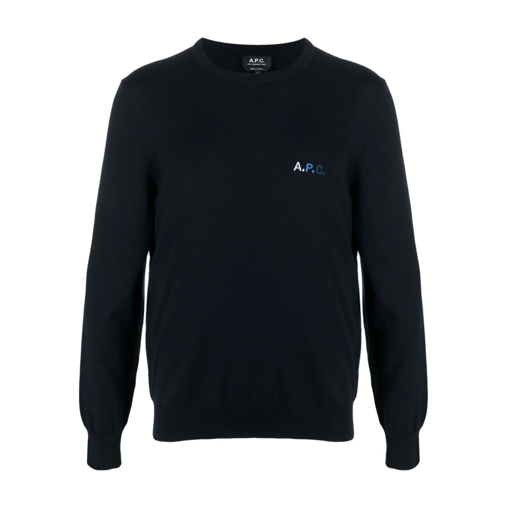 A.p.c. Geborduurd Logo Sweatshirt Blue Heren