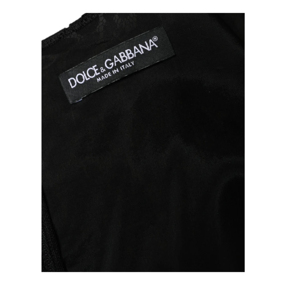 Dolce & Gabbana Zwarte Bloemenkant Sheath Mini Jurk Black Dames