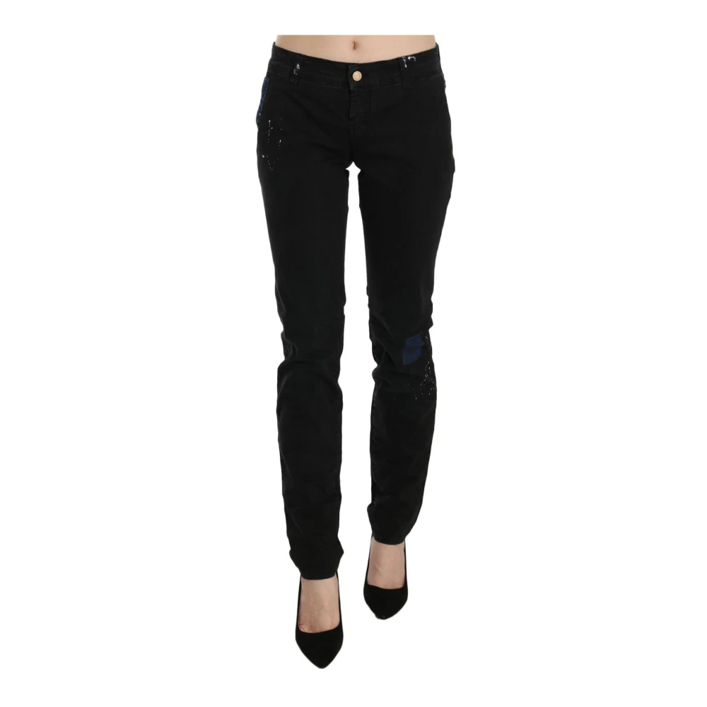 John Galliano Women's Black Slim Fit Jeans, W30, Low Waist Slim Leg Skinny Jeans