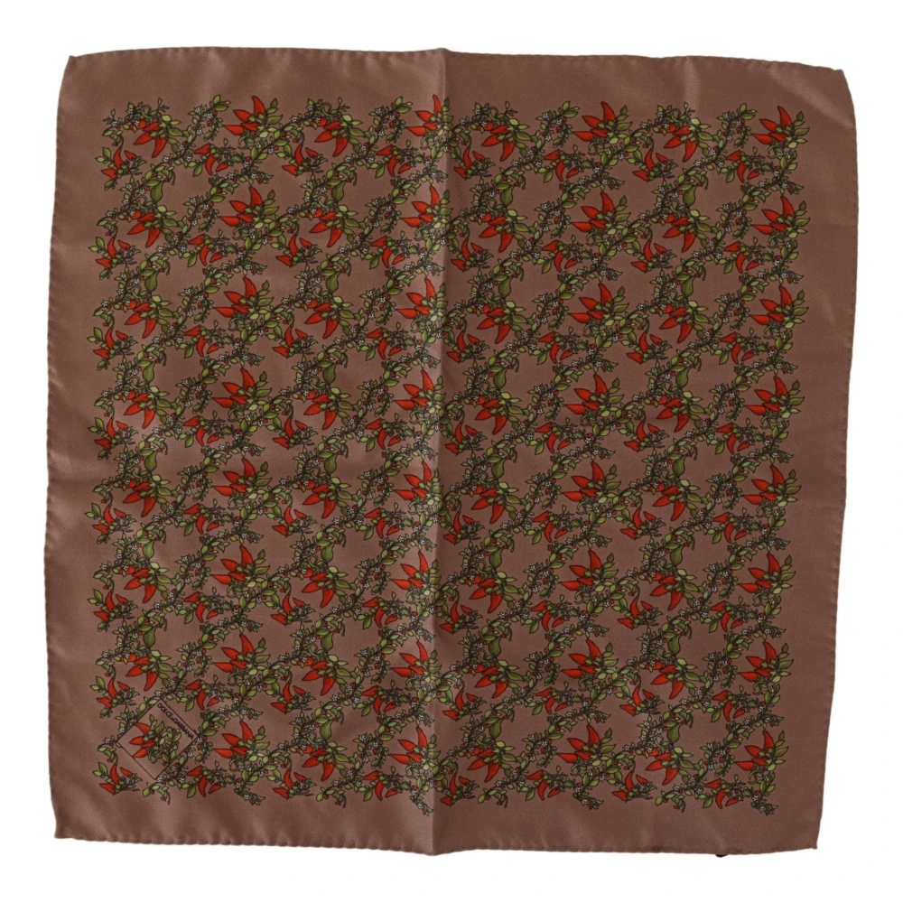 Dolce & Gabbana Bruin wortelprint zijden zakdoek Brown