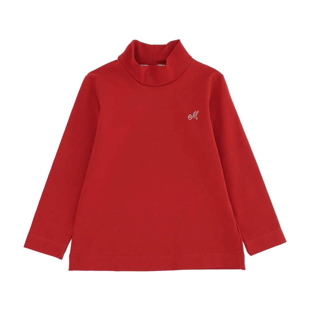 Monnalisa Girls Red Lupetto Elastic Jersey Turtleneck - Kids Sweatshirts - 2 Y - Kids