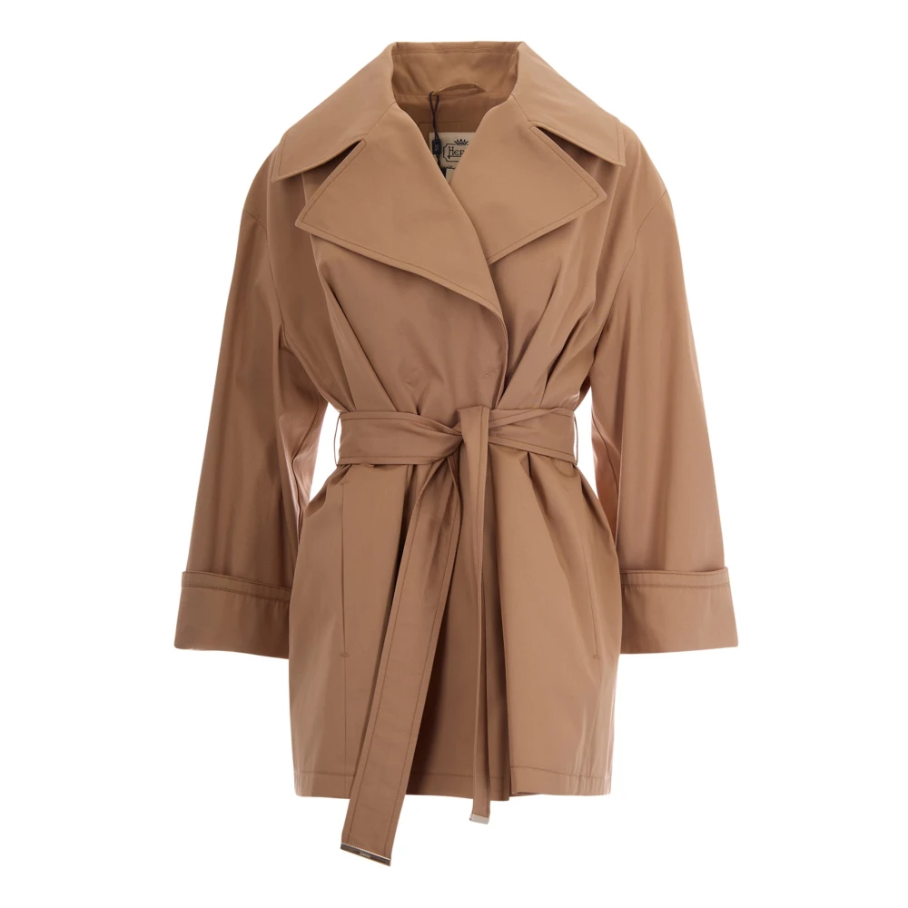 Herno Belted Coats, Female, S, Belted Coat Brown