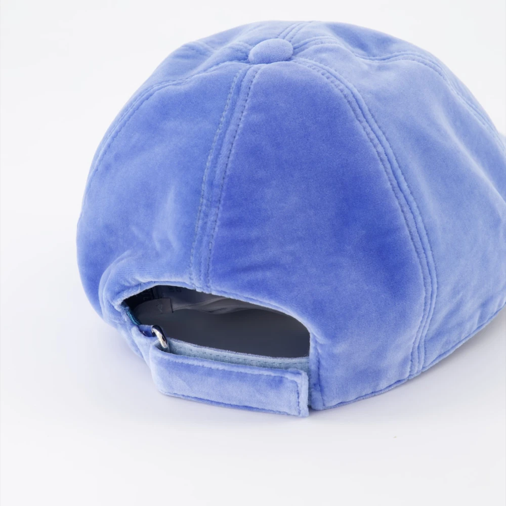Moncler Fluwelen Pet met Logo Patch Blue Dames