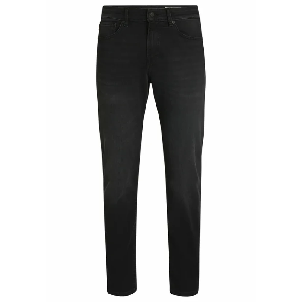 Boss Orange Zwarte jeans met rechte pasvorm en taps toelopende pijpen Black Heren
