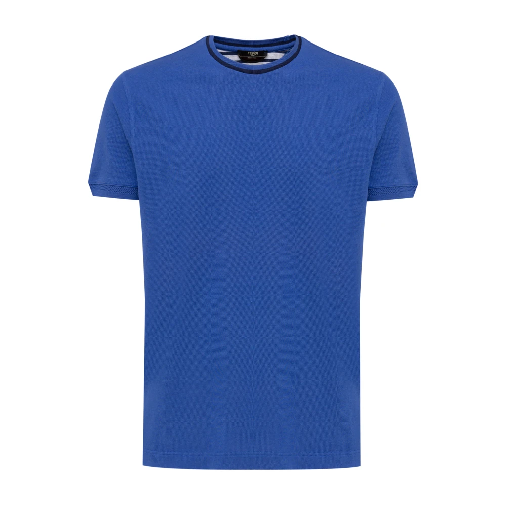 Fendi Blauw katoenen T-shirt met korte mouwen Blue Heren